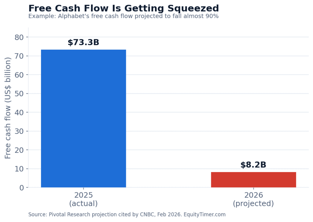 One sign of the pressure — Alphabet’s free cash flow is projected to fall almost 90 percent in 2026 as AI spending rises.